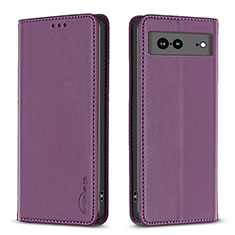 Custodia Portafoglio In Pelle Cover con Supporto B17F per Google Pixel 7a 5G Viola