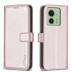 Custodia Portafoglio In Pelle Cover con Supporto B17F per Motorola Moto Edge (2023) 5G Oro Rosa