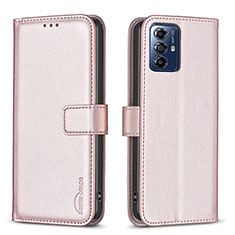 Custodia Portafoglio In Pelle Cover con Supporto B17F per Motorola Moto G Play (2023) Oro Rosa