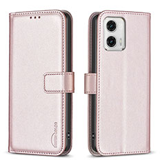 Custodia Portafoglio In Pelle Cover con Supporto B17F per Motorola Moto G73 5G Oro Rosa