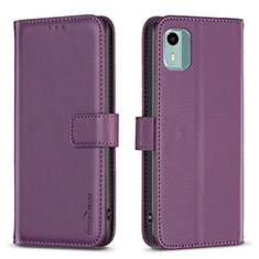 Custodia Portafoglio In Pelle Cover con Supporto B17F per Nokia C12 Plus Viola