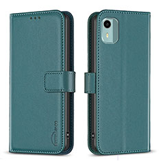 Custodia Portafoglio In Pelle Cover con Supporto B17F per Nokia C12 Verde