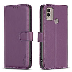 Custodia Portafoglio In Pelle Cover con Supporto B17F per Nokia C22 Viola