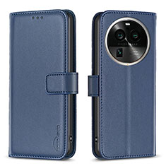 Custodia Portafoglio In Pelle Cover con Supporto B17F per Oppo Find X6 5G Blu