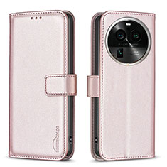 Custodia Portafoglio In Pelle Cover con Supporto B17F per Oppo Find X6 5G Oro Rosa