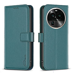 Custodia Portafoglio In Pelle Cover con Supporto B17F per Oppo Find X6 Pro 5G Verde