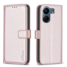 Custodia Portafoglio In Pelle Cover con Supporto B17F per Xiaomi Poco C65 Oro Rosa