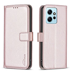 Custodia Portafoglio In Pelle Cover con Supporto B17F per Xiaomi Redmi Note 12 4G Oro Rosa