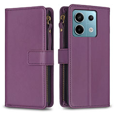 Custodia Portafoglio In Pelle Cover con Supporto B17F per Xiaomi Redmi Note 13 Pro 5G Viola