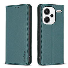 Custodia Portafoglio In Pelle Cover con Supporto B17F per Xiaomi Redmi Note 13 Pro+ Plus 5G Verde