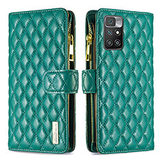 Custodia Portafoglio In Pelle Cover con Supporto B19F per Xiaomi Redmi 10 (2022) Verde