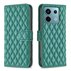 Custodia Portafoglio In Pelle Cover con Supporto B20F per Xiaomi Redmi Note 13 Pro 5G Verde