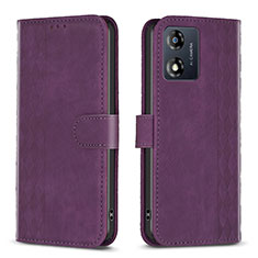 Custodia Portafoglio In Pelle Cover con Supporto B21F per Motorola Moto E13 Viola