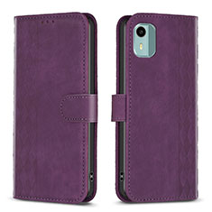 Custodia Portafoglio In Pelle Cover con Supporto B21F per Nokia C12 Plus Viola