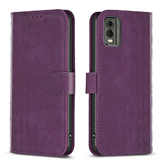 Custodia Portafoglio In Pelle Cover con Supporto B21F per Nokia C32 Viola