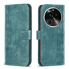 Custodia Portafoglio In Pelle Cover con Supporto B21F per Oppo Find X6 Pro 5G Verde