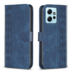 Custodia Portafoglio In Pelle Cover con Supporto B21F per Xiaomi Redmi Note 12 4G Blu