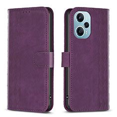 Custodia Portafoglio In Pelle Cover con Supporto B21F per Xiaomi Redmi Note 12 Turbo 5G Viola