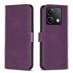 Custodia Portafoglio In Pelle Cover con Supporto B21F per Xiaomi Redmi Note 13 5G Viola