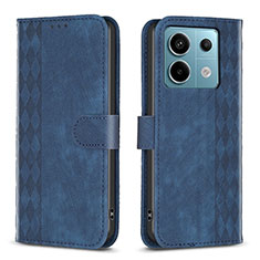 Custodia Portafoglio In Pelle Cover con Supporto B21F per Xiaomi Redmi Note 13 Pro 5G Blu