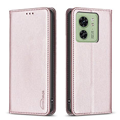 Custodia Portafoglio In Pelle Cover con Supporto B22F per Motorola Moto Edge 40 5G Oro Rosa