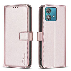 Custodia Portafoglio In Pelle Cover con Supporto B22F per Motorola Moto Edge 40 Neo 5G Oro Rosa