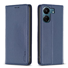 Custodia Portafoglio In Pelle Cover con Supporto B22F per Xiaomi Poco C65 Blu