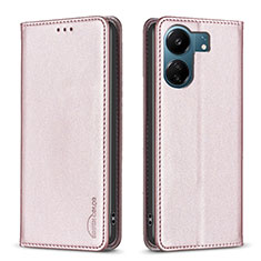 Custodia Portafoglio In Pelle Cover con Supporto B22F per Xiaomi Poco C65 Oro Rosa