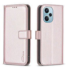 Custodia Portafoglio In Pelle Cover con Supporto B22F per Xiaomi Poco F5 5G Oro Rosa