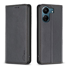 Custodia Portafoglio In Pelle Cover con Supporto B22F per Xiaomi Redmi 13C Nero