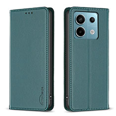 Custodia Portafoglio In Pelle Cover con Supporto B22F per Xiaomi Redmi Note 13 Pro 5G Verde