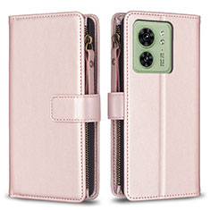 Custodia Portafoglio In Pelle Cover con Supporto B23F per Motorola Moto Edge (2023) 5G Oro Rosa