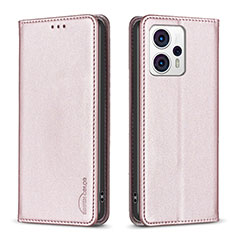 Custodia Portafoglio In Pelle Cover con Supporto B23F per Motorola Moto G13 Oro Rosa