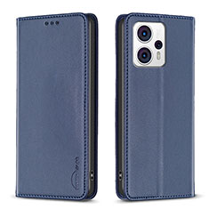 Custodia Portafoglio In Pelle Cover con Supporto B23F per Motorola Moto G23 Blu