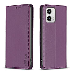 Custodia Portafoglio In Pelle Cover con Supporto B23F per Motorola Moto G73 5G Viola