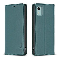 Custodia Portafoglio In Pelle Cover con Supporto B23F per Nokia C12 Plus Verde