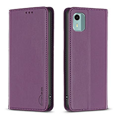 Custodia Portafoglio In Pelle Cover con Supporto B23F per Nokia C12 Plus Viola