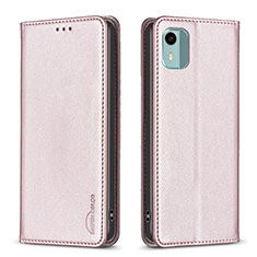 Custodia Portafoglio In Pelle Cover con Supporto B23F per Nokia C12 Pro Oro Rosa