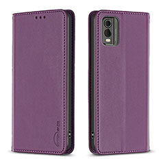 Custodia Portafoglio In Pelle Cover con Supporto B23F per Nokia C32 Viola