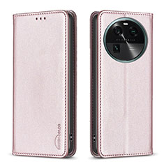 Custodia Portafoglio In Pelle Cover con Supporto B23F per Oppo Find X6 Pro 5G Oro Rosa