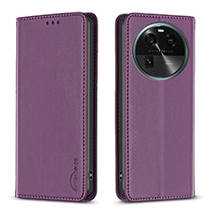 Custodia Portafoglio In Pelle Cover con Supporto B23F per Oppo Find X6 Pro 5G Viola