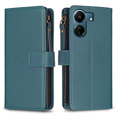 Custodia Portafoglio In Pelle Cover con Supporto B23F per Xiaomi Poco C65 Verde