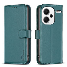 Custodia Portafoglio In Pelle Cover con Supporto B24F per Xiaomi Redmi Note 13 Pro+ Plus 5G Verde