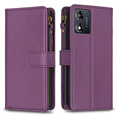 Custodia Portafoglio In Pelle Cover con Supporto B25F per Motorola Moto E13 Viola