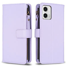 Custodia Portafoglio In Pelle Cover con Supporto B25F per Motorola Moto G73 5G Lavanda