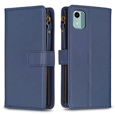 Custodia Portafoglio In Pelle Cover con Supporto B25F per Nokia C12 Blu