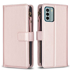 Custodia Portafoglio In Pelle Cover con Supporto B26F per Nokia G22 Oro Rosa