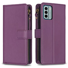 Custodia Portafoglio In Pelle Cover con Supporto B26F per Nokia G22 Viola