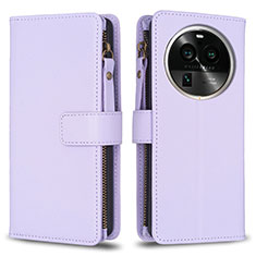 Custodia Portafoglio In Pelle Cover con Supporto B26F per Oppo Find X6 5G Lavanda