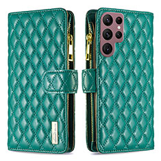 Custodia Portafoglio In Pelle Cover con Supporto BF1 per Samsung Galaxy S22 Ultra 5G Verde